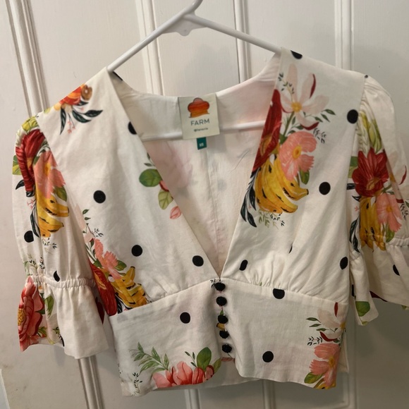 Farm Rio womens crop top size XS floral - Picture 8 of 8